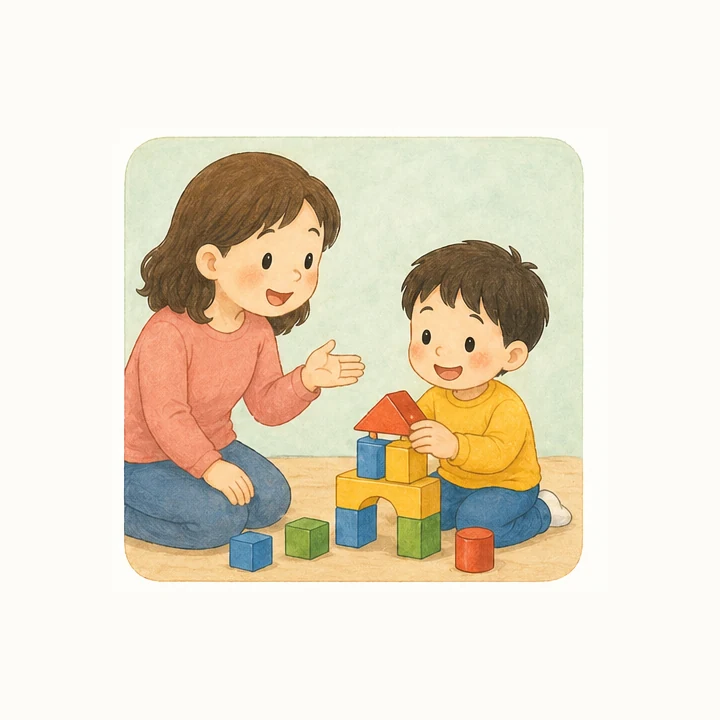 大人看孩子搭积木